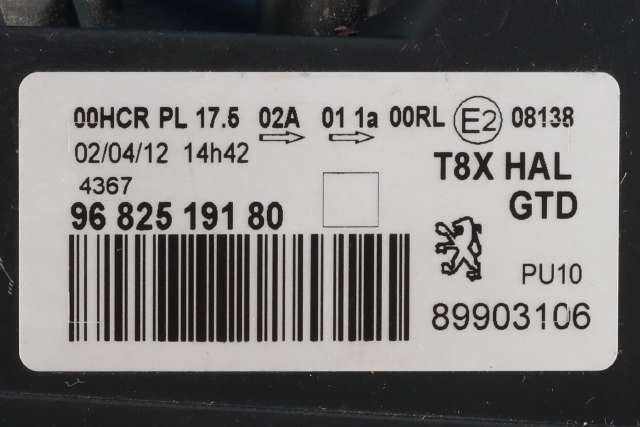 Frontlykt venstre halogen til Peugeot 3008 2009-2016 (Type I)  (PEUGEOT|96 825191 80|)