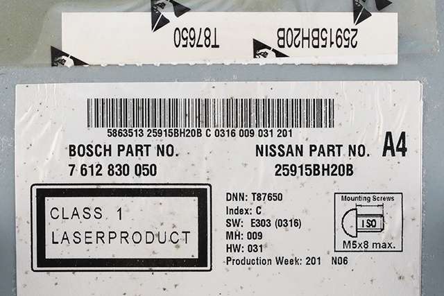 Bilstereo navigasjon til Nissan Juke 2010-2014 (Fase 1)  (BOSCH|7 612 830 050|25915-BH20B|)
