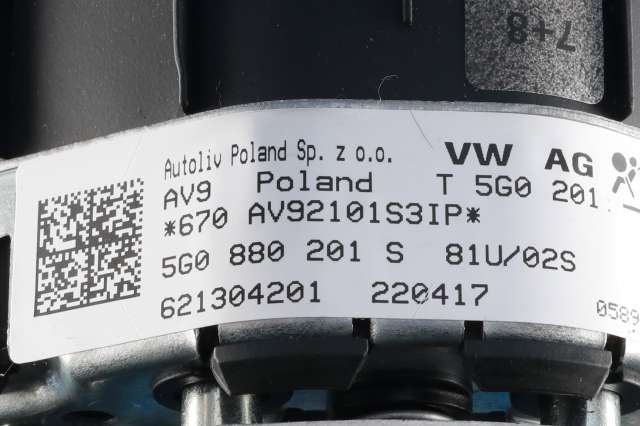 Airbag ratt til VW e-Golf 2017-2020 (Fase 2)  (VAG|5G0 419 091|5G0 880 201 S|)