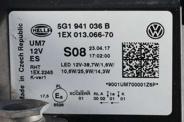 Frontlykt høyre full-LED til VW e-Golf 2017-2020 (Fase 2) (HELLA|1EX 013 066-70|5G1 941 036 B|)