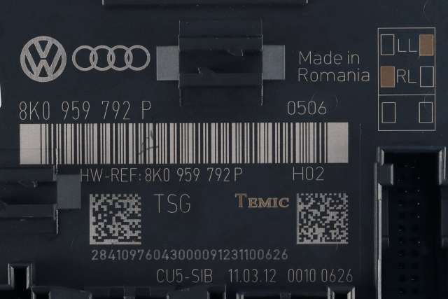 Styreenhet dør høyre foran til Audi A4, Allroad 2009-2016 (Type I) (B8) (B8) (VAG|8K0 959 792 P|)