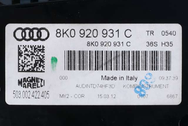 Instrumentpanel til Audi A4, Allroad 2009-2016 (Type I) (B8) (B8) (VAG|8K0 920 931 C|)