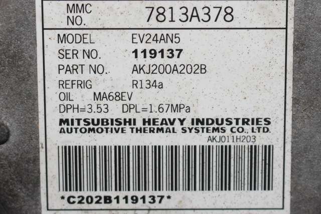 Aircondition kompressor hybrid til Mitsubishi Outlander 2012-2015 (Type III, Fase 1)  (MITSUBISHI|7813A378|)