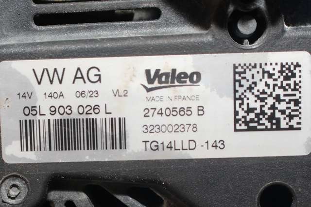 Dynamo diesel til VW Caddy 2020-->> (Type IV) (VALEO|2740565B|05L 903 026 L. 14 VOLT - 140 AMP|)