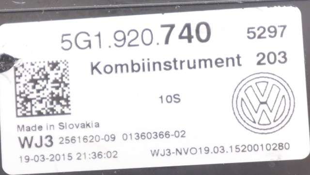 Instrumentpanel til VW Golf VII 2012-2017 (Fase 1)  (VAG|5G1 920 740|)
