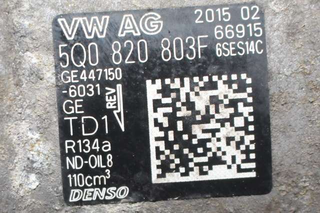 Aircondition kompressor til VW Golf VII 2012-2017 (Fase 1) (DENSO|447150-6031|5Q0 820 803 F.|)
