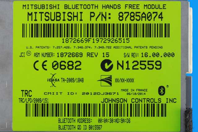 Styreenhet bluetooth til Mitsubishi Outlander 2012-2015 (Type III, Fase 1)  (MITSUBISHI|8785A074|)