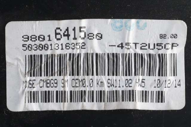 Instrumentpanel til Peugeot Partner 2008-2015 (Type II, Fase 1) (PEUGEOT|98 016415 80|)