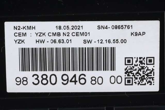 Instrumentpanel til Peugeot Partner 2019-->> (Type III)  (PEUGEOT|98 380946 80|)