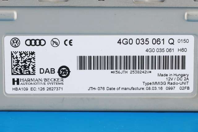 Bilstereo navigasjon til Audi Q5 2012-2017 (Type I, Fase 2)  (VAG|4G0 035 061 Q|)