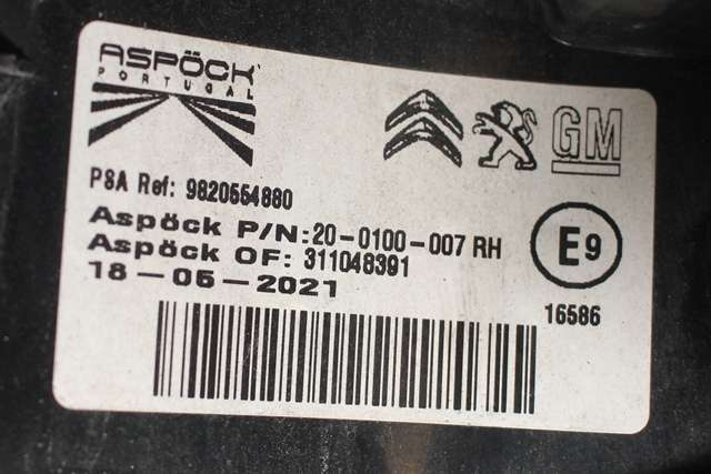 Baklykt høyre til Peugeot Partner 2019-->> (Type III)  (PEUGEOT|98 205548 80|)