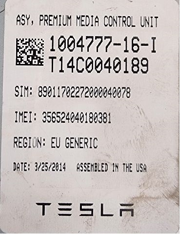 Instrument kjørecomputer til Tesla Model S 2013-2016 (Fase 1)  (TESLA|T14C0040189|1004777-16-I|)