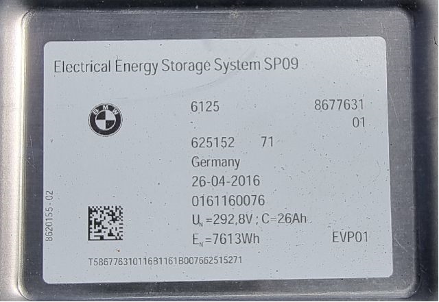 Batteripakke elbil til BMW 3-Serie 2012-2018 (F30/F31/F34) (F30/F31/F34) (BMW|625152 71|6125 8677631 01|0161160076)