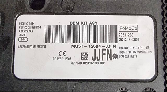 Sikringsboks til Ford Mustang Mach-e 2020-->> (FORD|MU5T-15604-JJFN|F005 V0 3824|8289154)