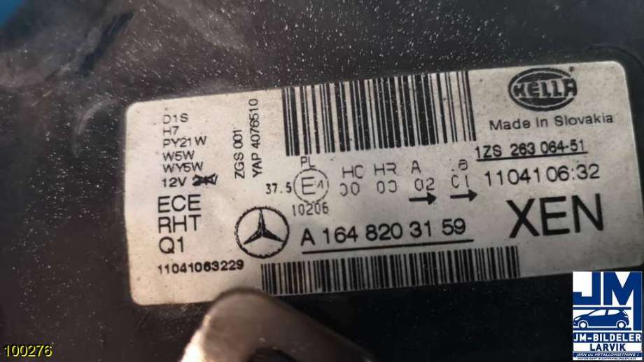 Frontlykt venstre xenon til Mercedes ML 2005-2011 (W164) (W164) (MERCEDES|A1648203159||1ZS26306451)