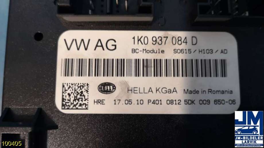 Styreenhet comfort (BCM) til Škoda Octavia 2009-2013 (Type II, Fase 2)  (SKODA|1K0937084D|)