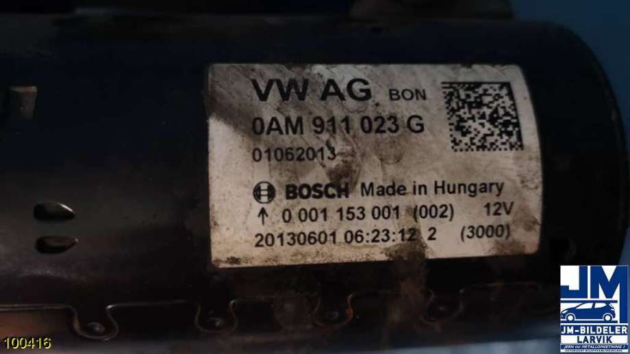 Starter diesel til VW Touran 2010-2015 (Type I, Fase 3)  (VOLKSWAGEN|0AM911023G||0001153001)