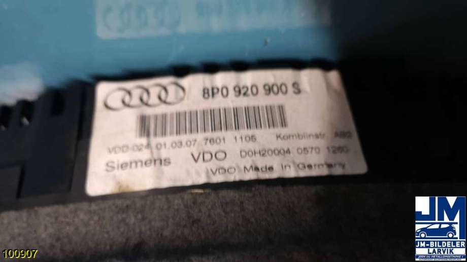 Instrumentpanel til Audi A3 2003-2008 (Type II, Fase 1)  (AUDI||8P0920900S)