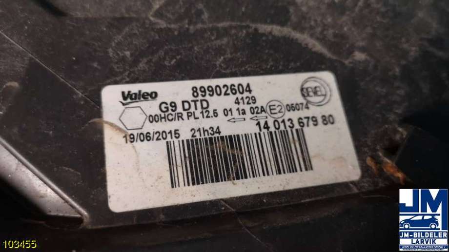 Frontlykt høyre halogen til Citroën Jumpy 2007-2016 (Type II)  (CITROEN||89902604)