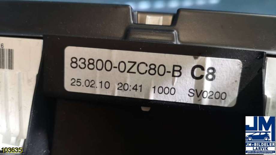 Instrumentpanel til Toyota Auris 2010-2012 (Type I, Fase 2)  (TOYOTA|838000ZC80||83800-0ZC80-B)