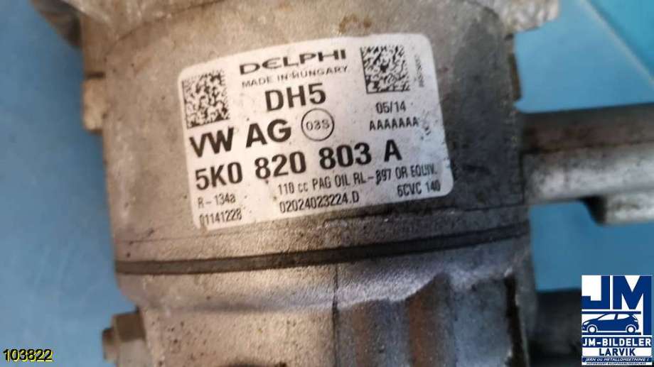 Aircondition kompressor til VW Passat 2011-2015 (B7) (B7) (VOLKSWAGEN|1K0 820 808 F||5K0820803A)