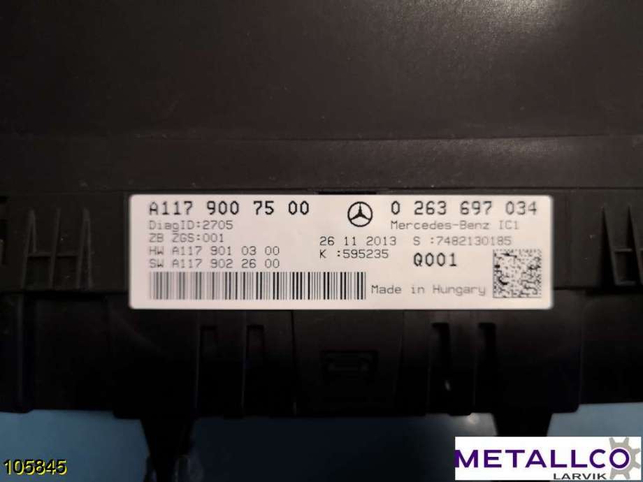 Speedometer til Mercedes CLA 2013-2019 (C117) (C117) (MERCEDES|A1179007500||A 117 900 75 00)