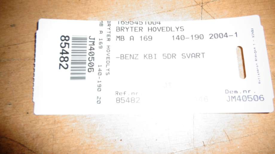 Bryter lys til Mercedes A-Klasse 2005-2012 (W169) (W169) (MERCEDES|1695451004|)