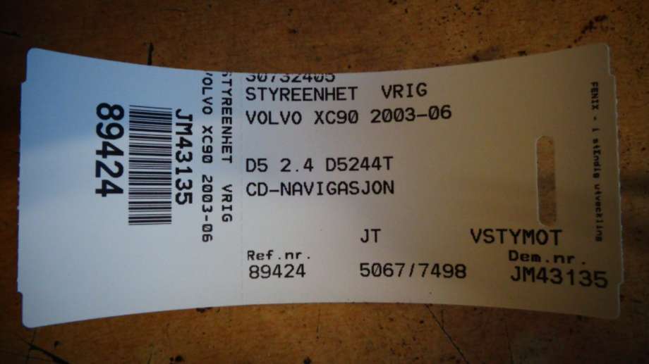 Styreenhet diverse til Volvo XC90 2002-2006 (Type I, Fase 1)  (VOLVO|30732405|)
