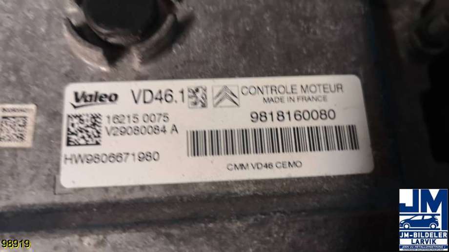 Styreenhet motor til Citroën C4, Cactus 2014-2017 (Fase 1)  (CITROEN||V29080084A|9818160080)