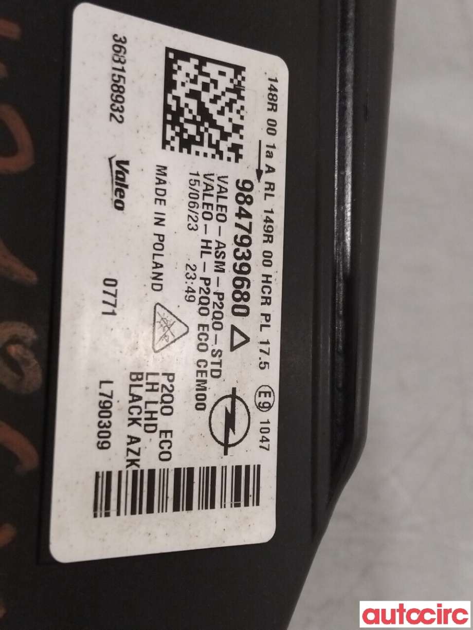 Frontlykt venstre full-LED til Opel Mokka E 2020-->> (Type II)  (OPEL|9837331880|9847939680)
