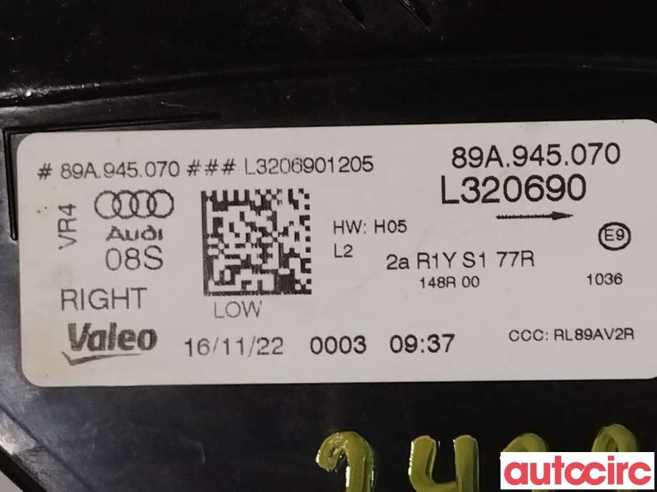 Baklykt høyre til Audi Q4 e-tron 2021-->>  (AUDI|89A945070)
