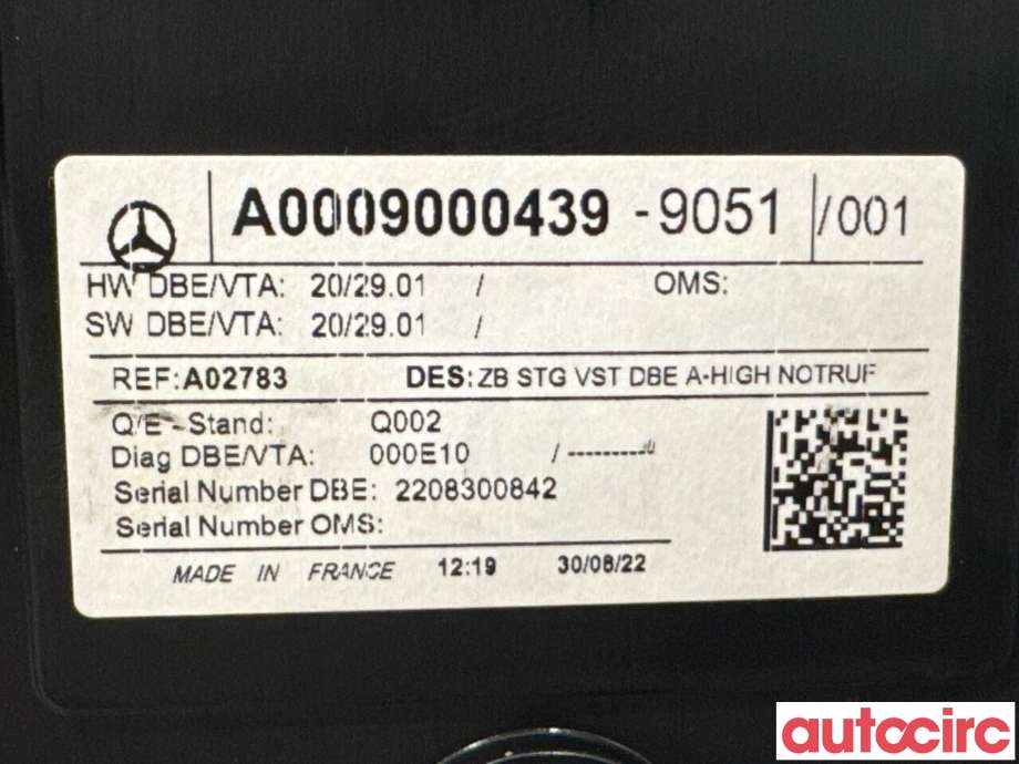 Taklyspanel til Mercedes EQA 2021-->>  (MERCEDES|A0009000439|)