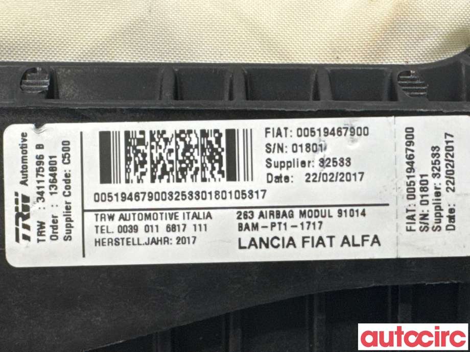 Airbag passasjer til Opel Combo D 2012-2018 (OPEL|95516723|34117596B|00519467900)