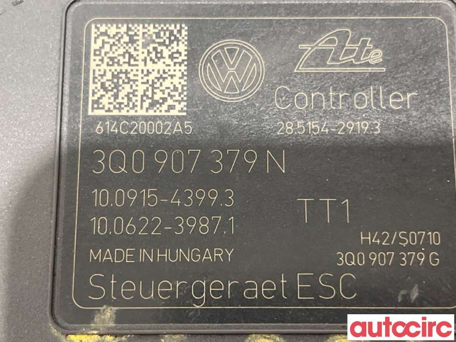 ABS sentral til Škoda Octavia 2013-2016 (Type III, Fase 1) (SKODA|3Q0614517N|100915-43993|3Q0614517R)
