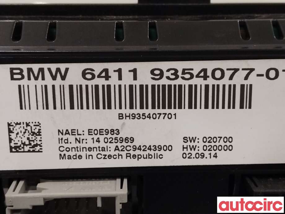 Varmeapparat betjening til BMW X3 2010-2017 (F25) (F25) (BMW|64116825513|64119354077)