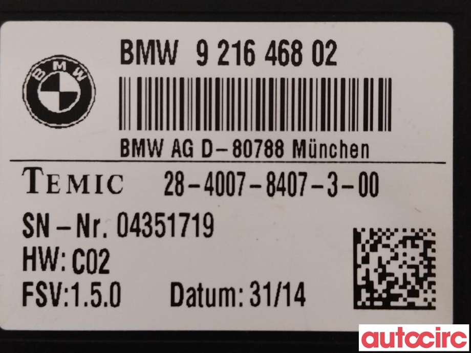 Styreenhet sete til BMW X3 2010-2017 (F25) (F25) (BMW|61357490465|9216468)