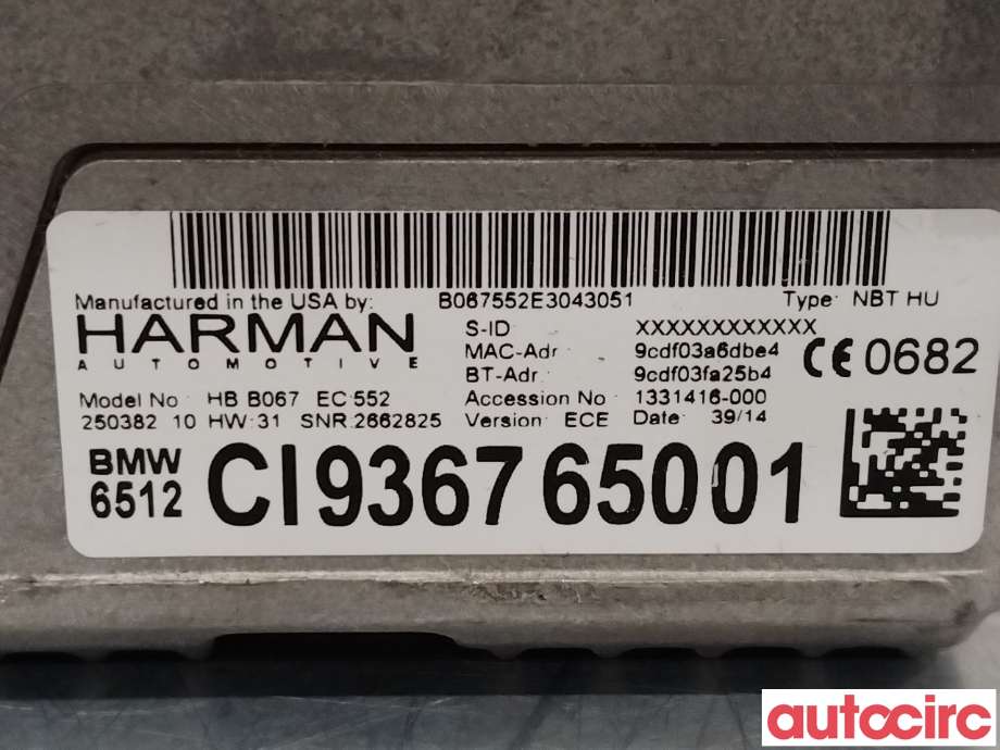 Bilstereo til BMW X3 2010-2017 (F25) (F25) (BMW|65129325977|6512936765001)