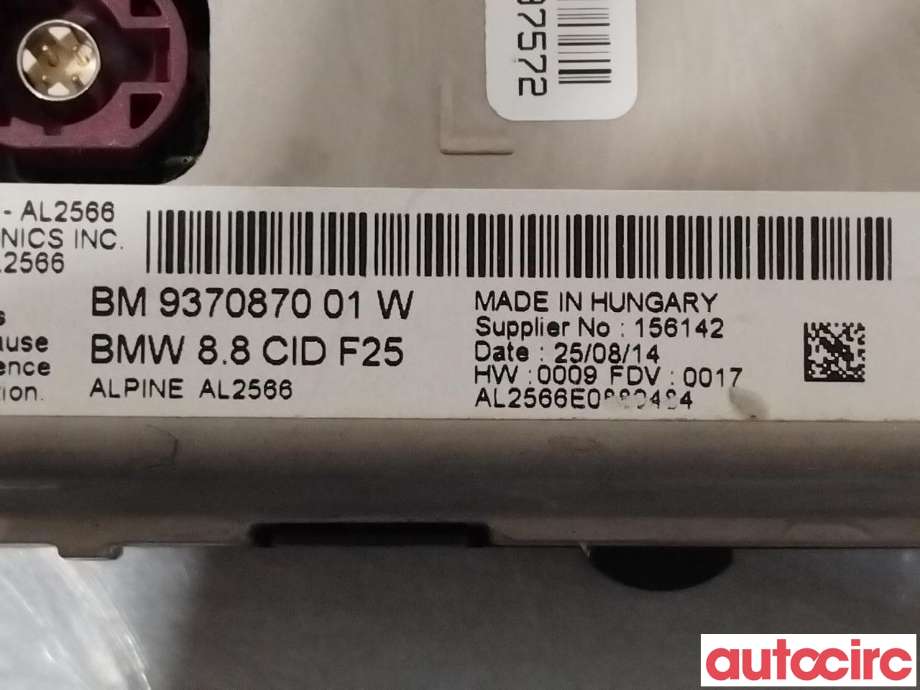 Multimedia display (MCU - Media Controller Unit) til BMW X3 2010-2017 (F25) (F25) (BMW|65509370870|9370870)