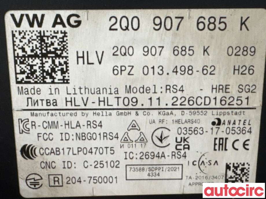 Sensor radar til Audi Q4 e-tron 2021-->> (AUDI|2Q0907685K|)