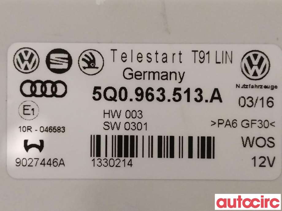 Styreenhet diverse til Škoda Octavia 2013-2016 (Type III, Fase 1)  (SKODA|5Q0963513A|)