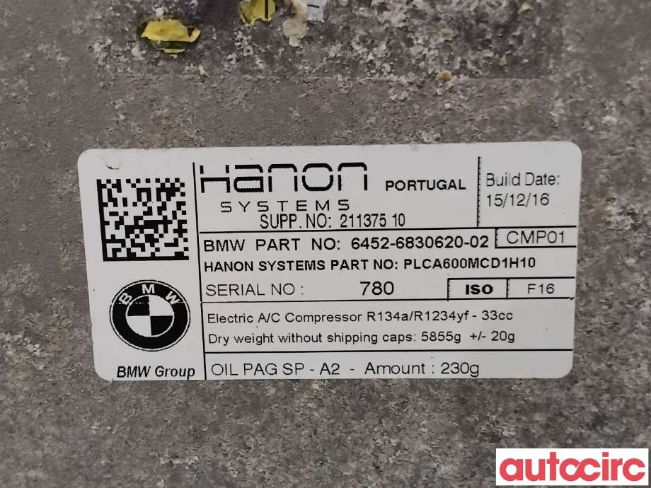 Aircondition kompressor til BMW i3 2013-2022  (BMW|64529496107|PLCA600MCD1H10|6452-6830620)