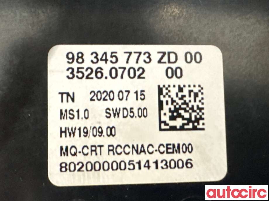 Bryter diverse til Peugeot Partner 2019-->> (Type III)  (PEUGEOT|98345773ZD|)