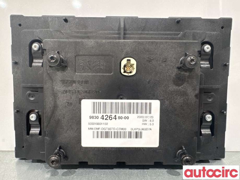Multimedia display (MCU - Media Controller Unit) til Peugeot Partner 2019-->> (Type III)  (PEUGEOT|9830426480|)