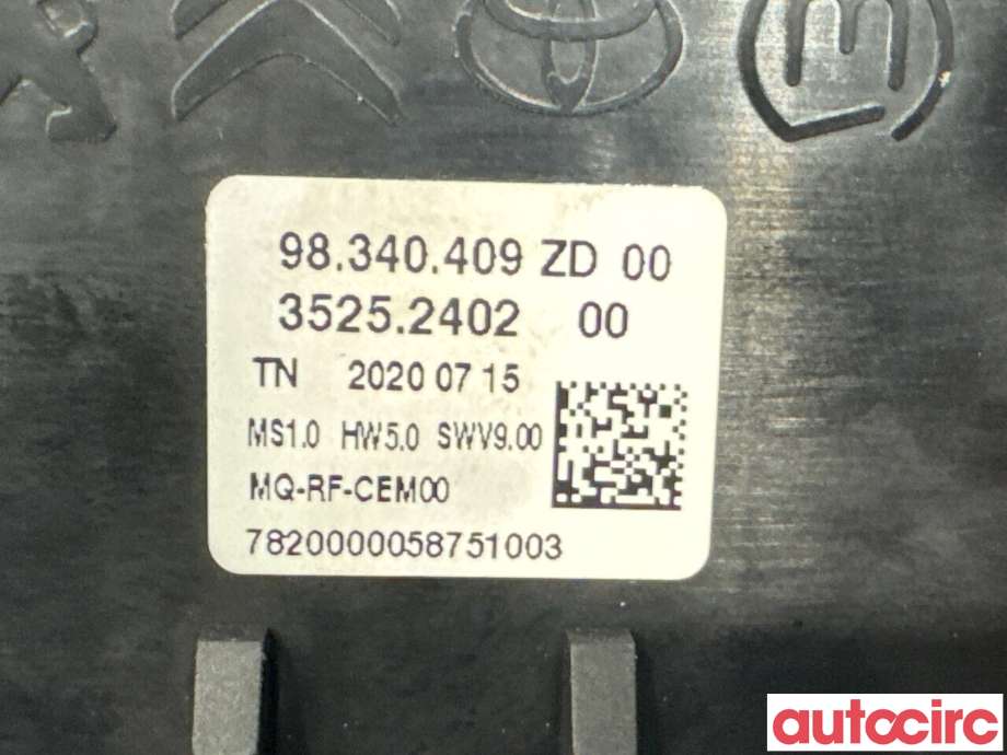 Varmeapparat betjening til Peugeot Partner 2019-->> (Type III)  (PEUGEOT|98075413ZD|35252402|98340409ZD)