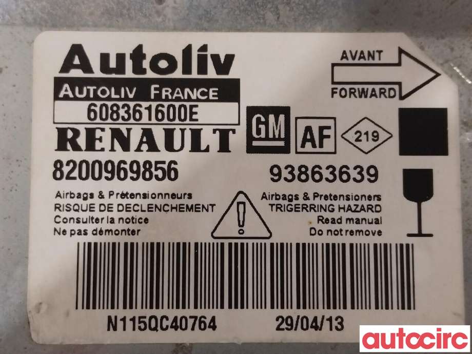 Airbag elektronikk til Nissan Primastar 2006-2014  (NISSAN|2855600Q0F|608361600E)
