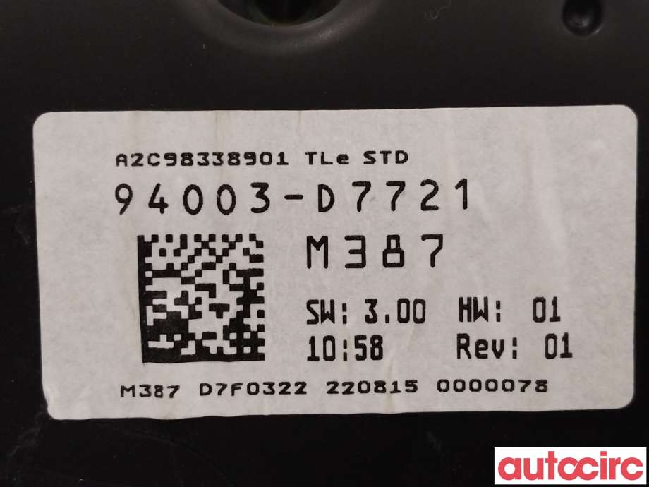 Instrumentpanel til Hyundai Tucson 2015-2020 (HYUNDAI|94003D7721)