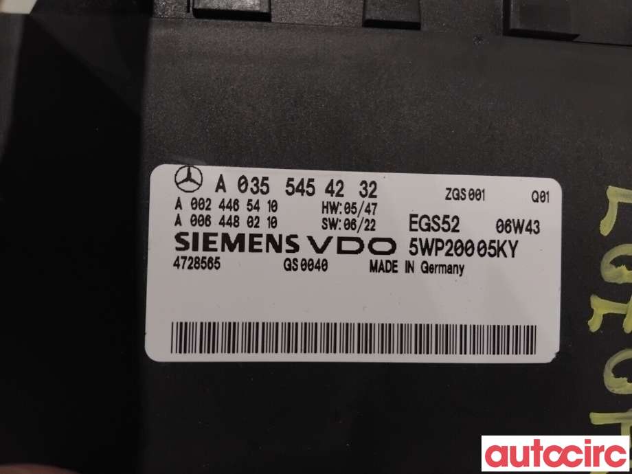 Styreenhet girkasse til Mercedes E-Klasse 2006-2009 (Fase 2) (W211) (W211) (MERCEDES|A0355454232|5WP20005KY|A0034464110)