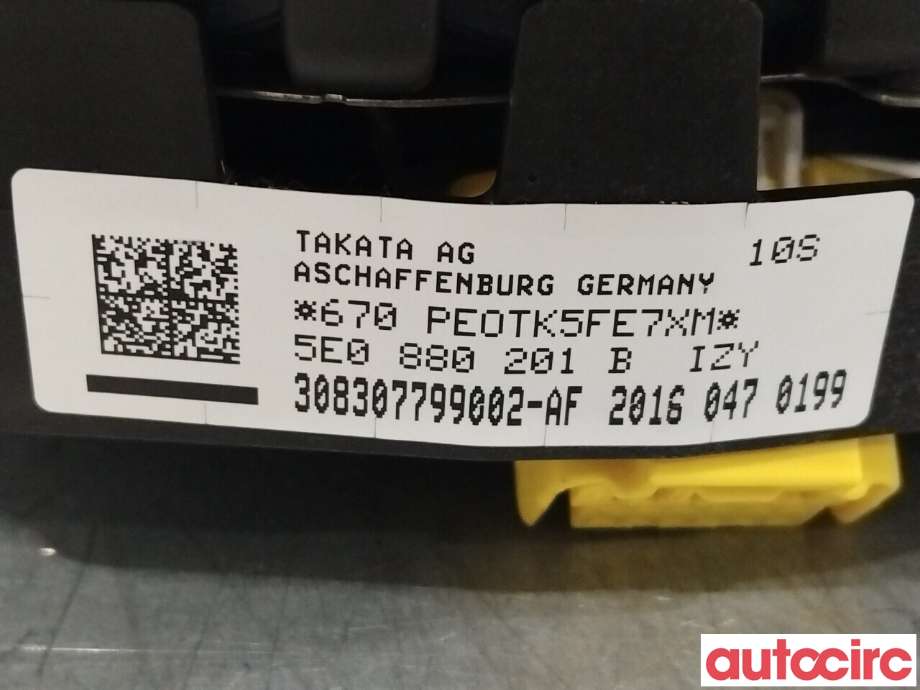 Airbag rattpute til Škoda Octavia 2013-2016 (Type III, Fase 1)  (SKODA|5E0880201B||6V0880201AF)
