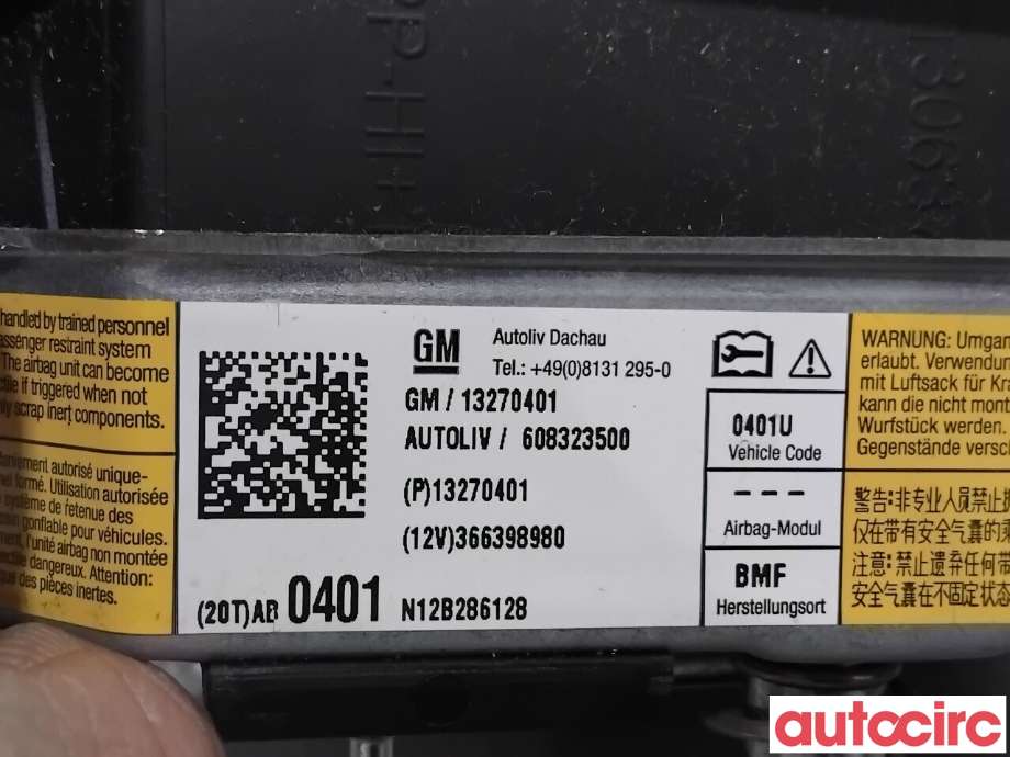 Airbag rattpute til Opel Insignia A 2009-2014  (OPEL|13270401|608323500|22964968)