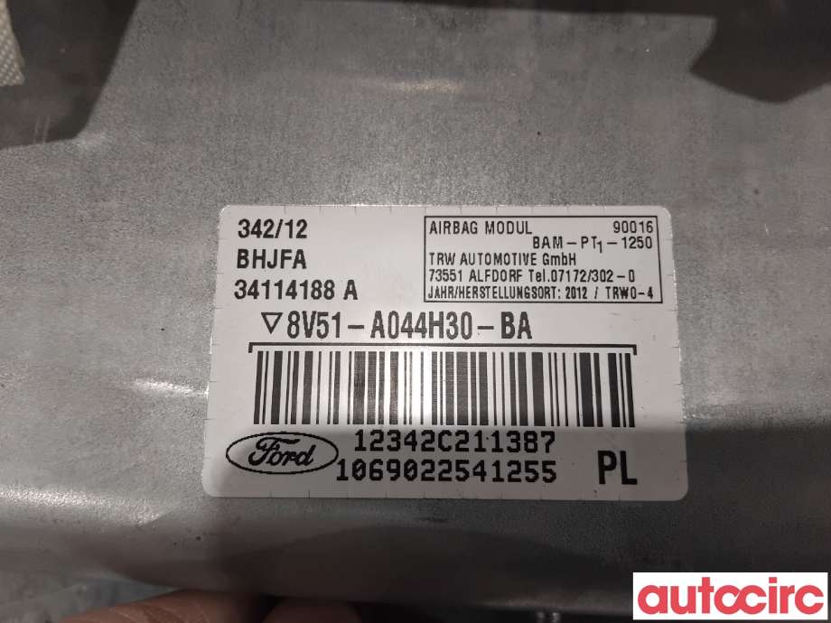 Airbag passasjer til Ford Fiesta 2013-2017 (Type VI, Fase 2)  (FORD|1711931||8V51-A044H30-BA)